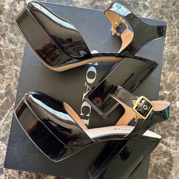 Coach Isabella Ankle-Strap Platform Block-Heel Pumps - Picture 8 of 16